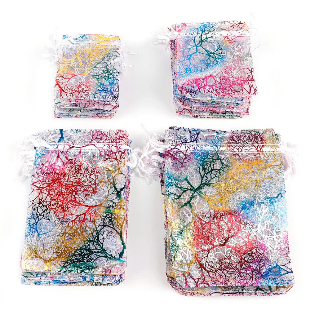 50pcs Colorful Organza Bags Wedding Favor Pouches
