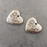 50pcs Ancient Lettering Mama with Girl Heart Pendant Charm Findings