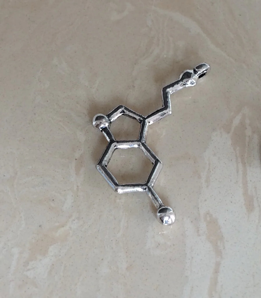 50pcs Silver Dopamine Molecule Charm Pendant for Necklace Making