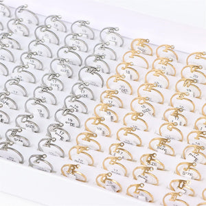 50pcs Silver Rhinestone Crystal Letter Rings Wedding Jewelry