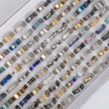 50pcs Stainless Steel Rings Mix Style Women Men Jewelry