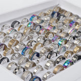 50pcs Stainless Steel Rings Mix Style Women Men Jewelry