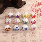 50pcs Ceramic Beads 10mm 12mm Glaze Decal Spacer Round Porcelain Jewelry Making