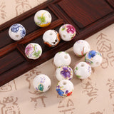 50pcs Ceramic Beads 10mm 12mm Glaze Decal Spacer Round Porcelain Jewelry Making