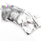 50pcs Silver Adjustable Jewelry Packing Bags 7x9cm 9x12cm Drawstring Gift Bags