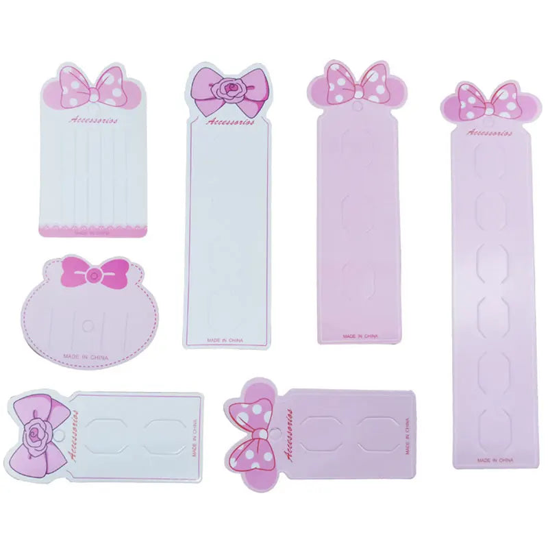 50pcs Pink Bow Tie Hairclips Display Cards for DIY Hair Jewelry Packing