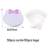 50pcs Pink Bow Tie Hairclips Display Cards for DIY Hair Jewelry Packing