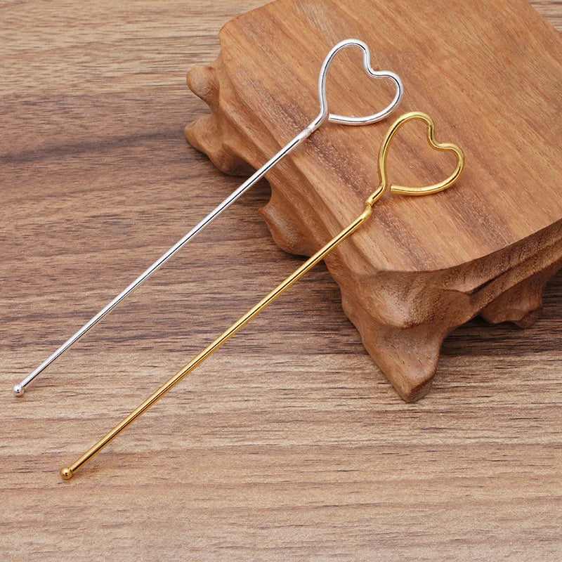 50pcs Heart Shape Alloy Hairpin Chinese Hair Sticks Bridal Hair Fork