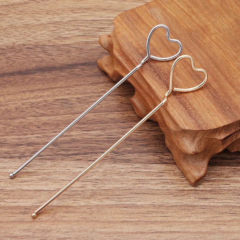50pcs Heart Shape Alloy Hairpin Chinese Hair Sticks Bridal Hair Fork