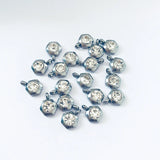 50pcs Hexagon Pendants 8.8mm*6.6mm Pink Rhinestone Necklace Tail Drop