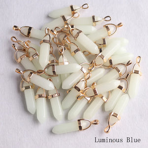 Hexagonal Column Moonstone Glow in Dark Necklace Pendant Women's Choker Jewelry
