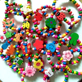 50pcs Iridescent Wooden Beads Bracelet for Kids Girls Children