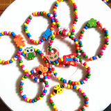 50pcs Iridescent Wooden Beads Bracelet for Kids Girls Children