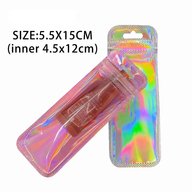 50pcs Iridescent Self Sealing Bags Ziplock Retail Packaging Bag Pouches
