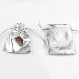 50pcs Silver Foil Cloth Drawstring Gift Bags Wedding Pouches 7x9cm