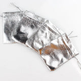 50pcs Silver Foil Cloth Drawstring Gift Bags Wedding Pouches 7x9cm