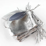 50pcs Silver Foil Cloth Drawstring Gift Bags Wedding Pouches 7x9cm