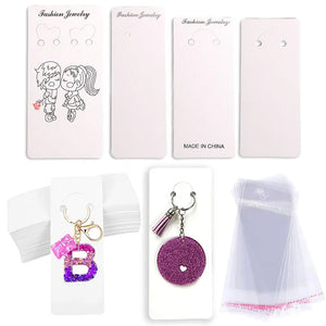 50pcs Long Cards Necklace Display Cards for DIY Jewelry Keyrings Packaging