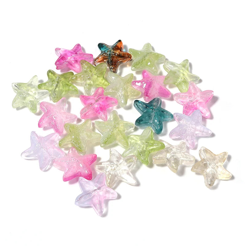 50pcs Lampwork Starfish Mixed Glass Spacer Beads For Jewelry Making DIY