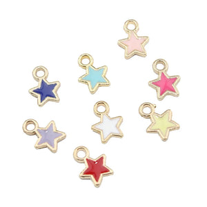 50pcs Metal Drip Oil Star Pendants DIY Earrings Necklaces Jewelry Accessories