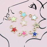 50pcs Metal Drip Oil Star Pendants DIY Earrings Necklaces Jewelry Accessories