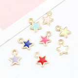 50pcs Metal Drip Oil Star Pendants DIY Earrings Necklaces Jewelry Accessories