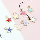 50pcs Metal Drip Oil Star Pendants DIY Earrings Necklaces Jewelry Accessories