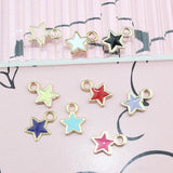 50pcs Metal Drip Oil Star Pendants DIY Earrings Necklaces Jewelry Accessories