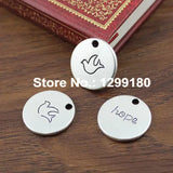 50pcs Tibetan Silver Round Hope Pendant Charm DIY Jewelry Making 20mm