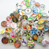 50pcs Mix Random Glass 18mm Snap Buttons Diy Snap Jewelry Pendants