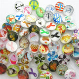 50pcs Mix Random Glass 18mm Snap Buttons Diy Snap Jewelry Pendants