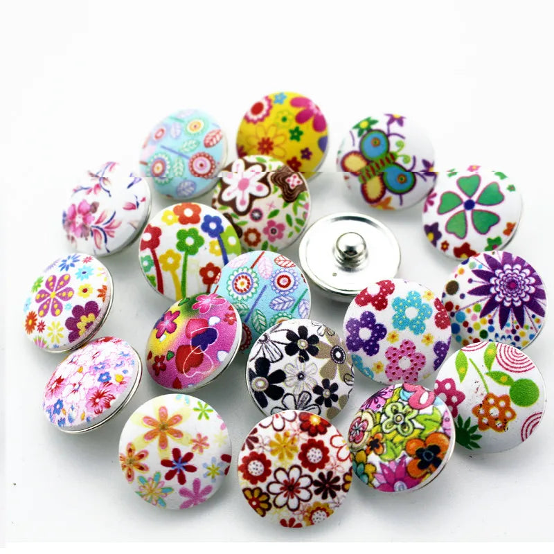 50pcs Mix Random Flowers Snap Buttons for 18mm Ginger Snap Bracelet DIY Jewelry