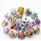 50pcs Mix Random Flowers Snap Buttons for 18mm Ginger Snap Bracelet DIY Jewelry