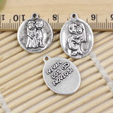 50pcs Tibetan Silver Round Married Charm Pendant Necklace DIY Jewelry K02807