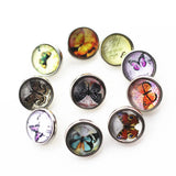 50pcs Mix Glass Butterfly Snap Buttons for 12mm Snap Bracelet DIY Charms