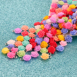 50pcs Resin Rose Flower Charms Pendants for DIY Bracelet Keychain Jewelry