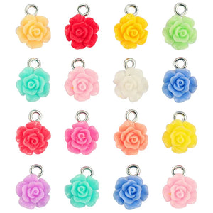 50pcs Resin Rose Flower Charms Pendants for DIY Bracelet Keychain Jewelry