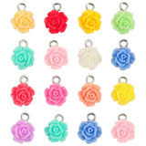 50pcs Resin Rose Flower Charms Pendants for DIY Bracelet Keychain Jewelry