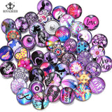 50pcs Mixed Patterns Glass Snap Button Beads for Jewelry Making