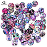 50pcs Mixed Patterns Glass Snap Button Beads for Jewelry Making