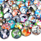 50pcs Mixed Patterns Glass Snap Button Beads for Jewelry Making