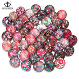 50pcs Mixed Patterns Glass Snap Button Beads for Jewelry Making