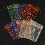 50pcs Moon Star Organza Bags 17x23cm Christmas Drawstring Gift Bag