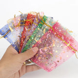 50pcs Moon Star Organza Bags 17x23cm Christmas Drawstring Gift Bag