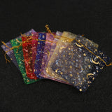 50pcs Moon Star Organza Bags 17x23cm Christmas Drawstring Gift Bag