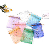 50pcs Moon Stars Bronzing Organza Bags Colorful Party Jewelry Gift Pouch