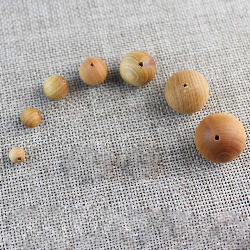 50pcs Natural Arborvitae Spacer Beads 6-20mm DIY Jewelry Making Charm Wood Beads
