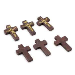 50pcs Catholic Christ Wooden Crosses Pendants For Necklace Making 33x21mm