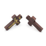 50pcs Catholic Christ Wooden Crosses Pendants For Necklace Making 33x21mm
