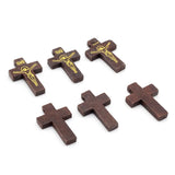50pcs Catholic Christ Wooden Crosses Pendants For Necklace Making 33x21mm